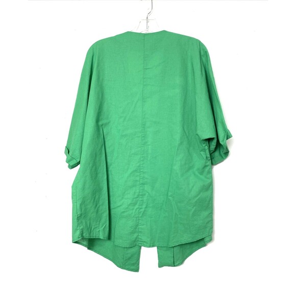 Commense Open Top Womens Oversize Linen Blend Green Size M Cardigan Short Sleeve - Picture 2 of 12